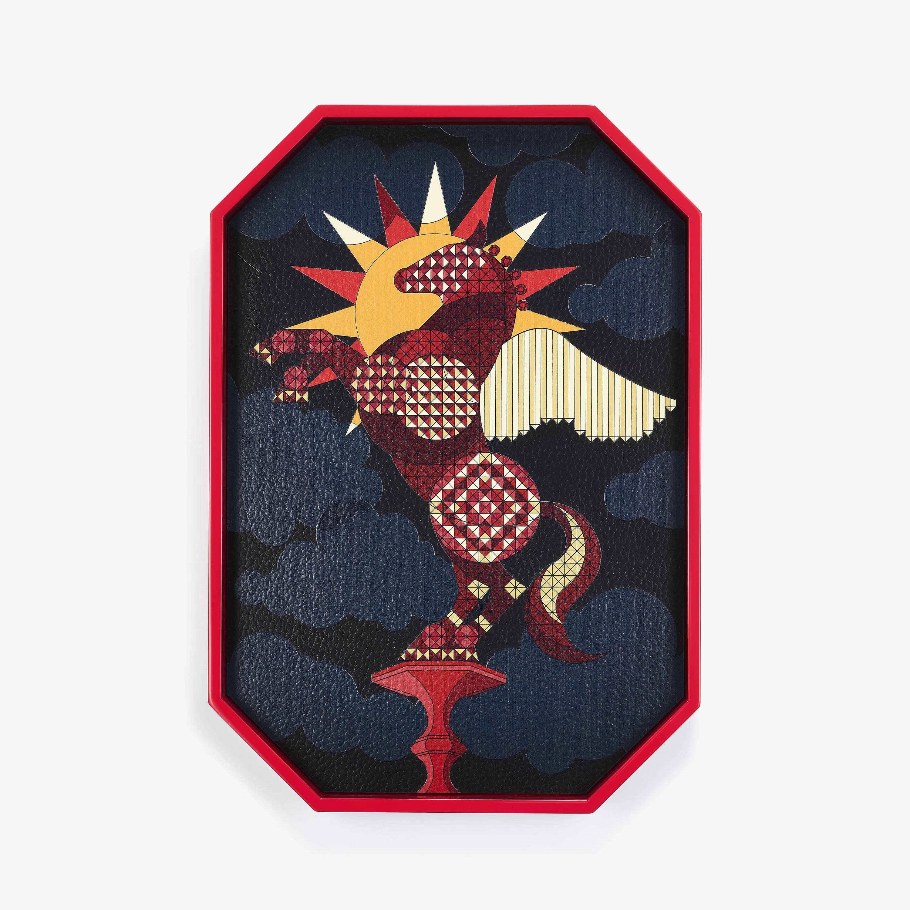 PEGASO Tray 33x23 in red lacquer